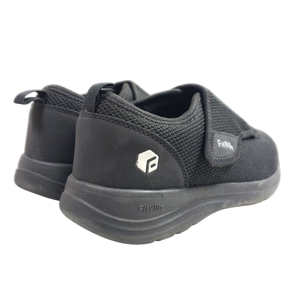 FitVille Womens Size 9.5 Wide Black Diabetic Comfort Slip-On Shoes - Picture 3 of 10